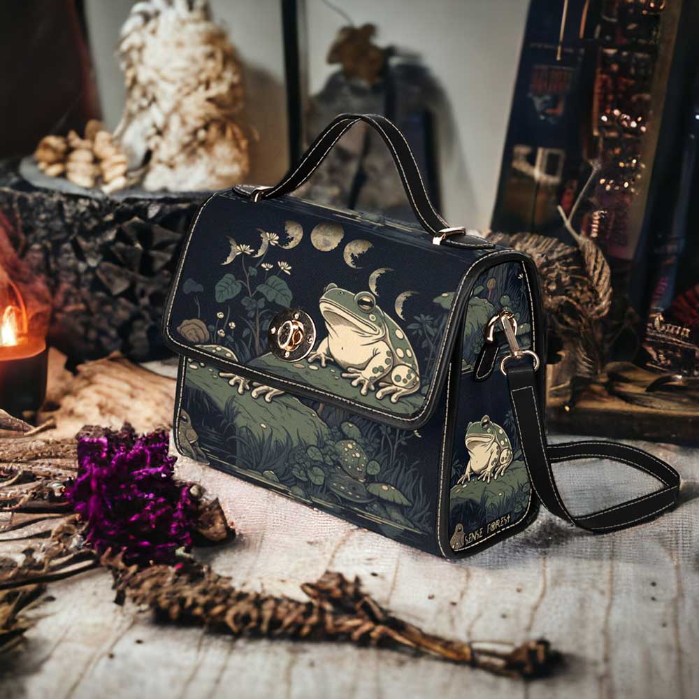 Goblincore Moon Frog forest satchel bag - sense forest