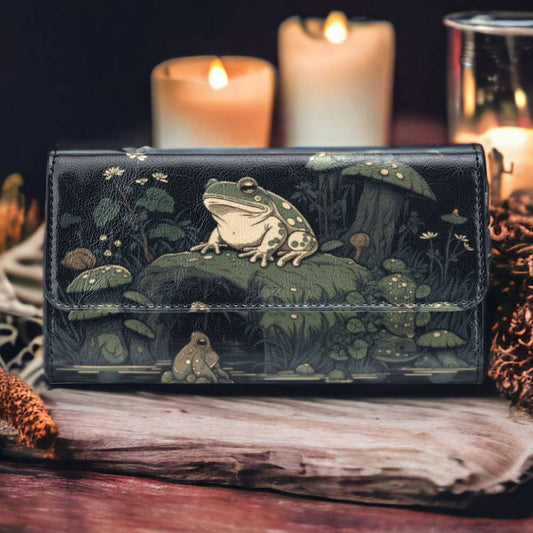 Goblinecore Frog Mushroom forest Trifold Wallet | Sense Forest - sense forest