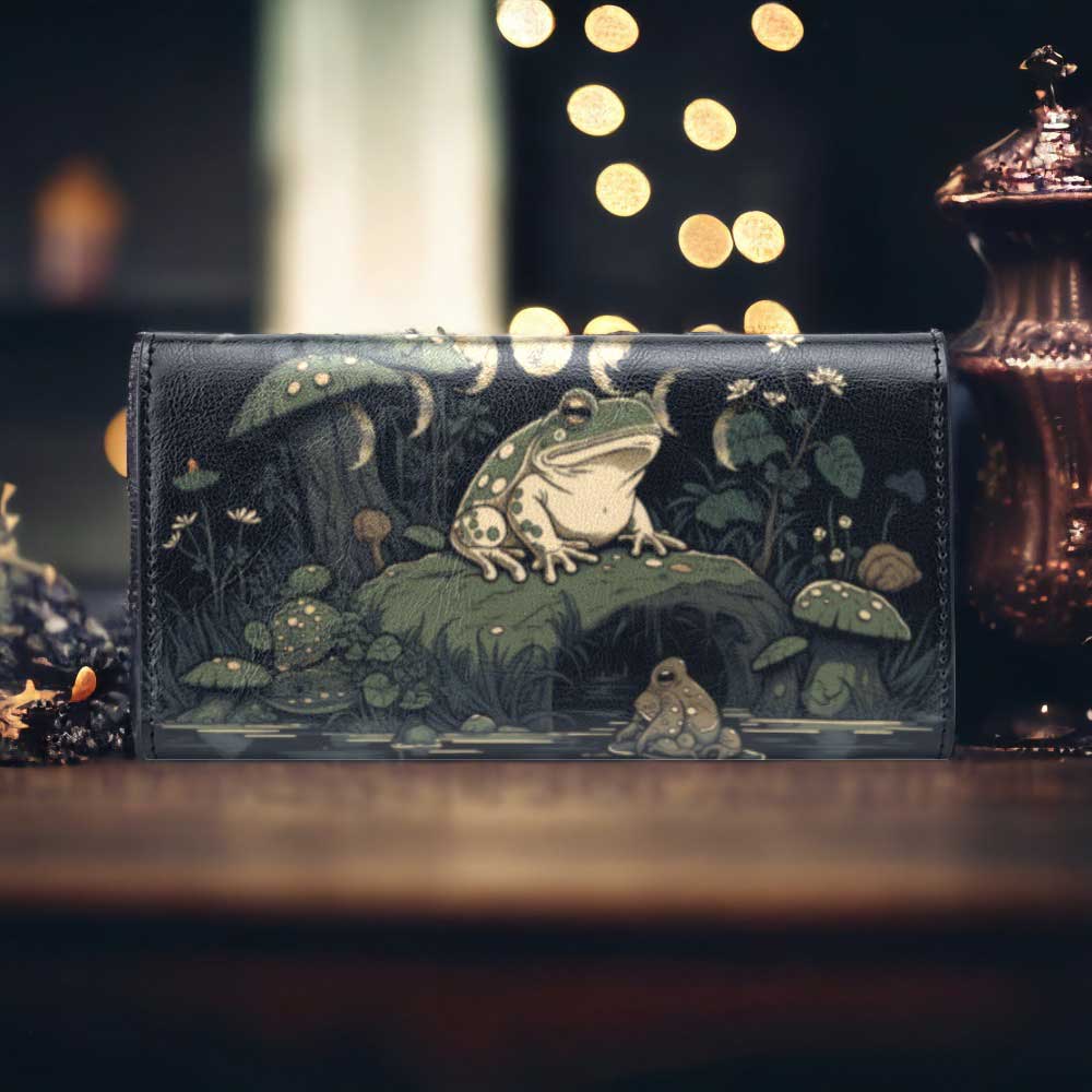 Goblinecore Frog Mushroom forest Trifold Wallet | Sense Forest - sense forest