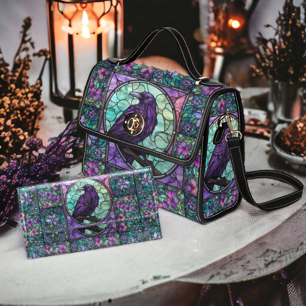 Gothic Raven Satchel Bag and wallet set | Sense Forest - sense forest