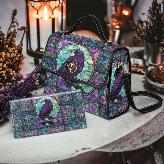 Gothic Raven Satchel Bag and wallet set | Sense Forest - sense forest