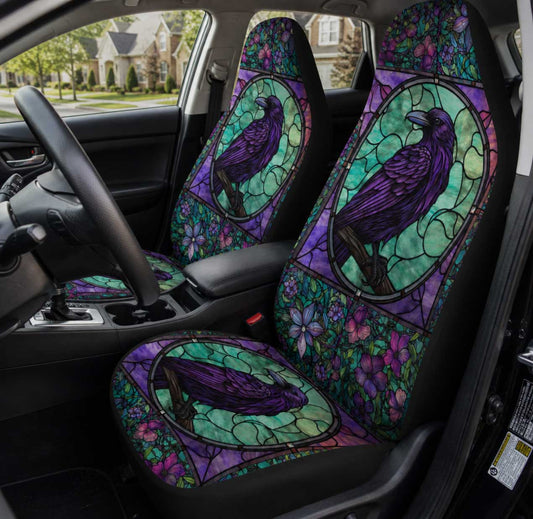 Gothic Raven Stained glass Car Seat Cover Set | Sense Forest - sense forest
