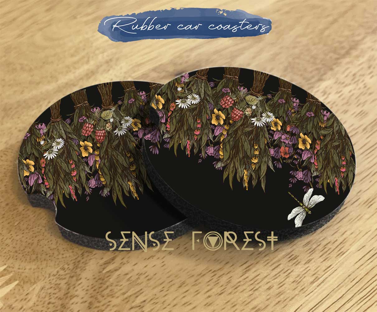 Green witch dried flower Car Seat Cover Set - sense forest