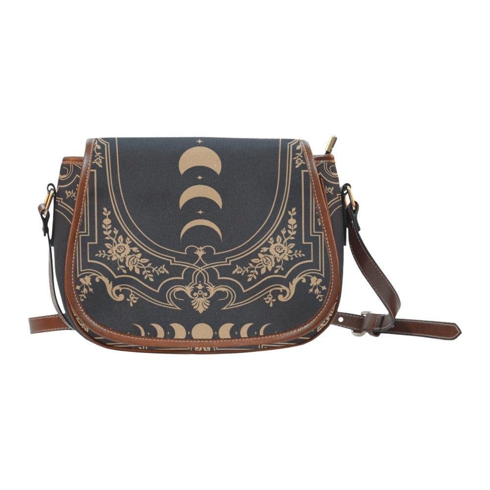 Hippies Goth Moon phases Grey Canvas saddle bag - sense forest