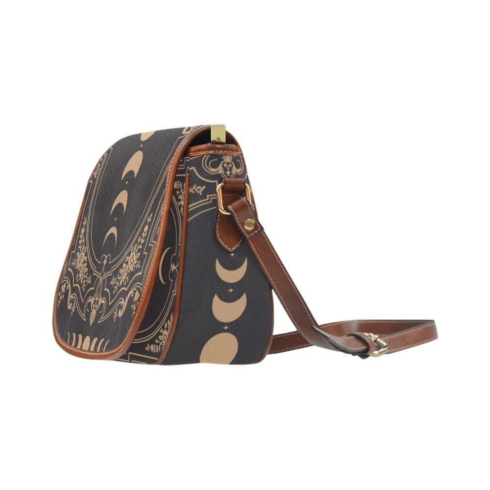 Hippies Goth Moon phases Grey Canvas saddle bag - sense forest