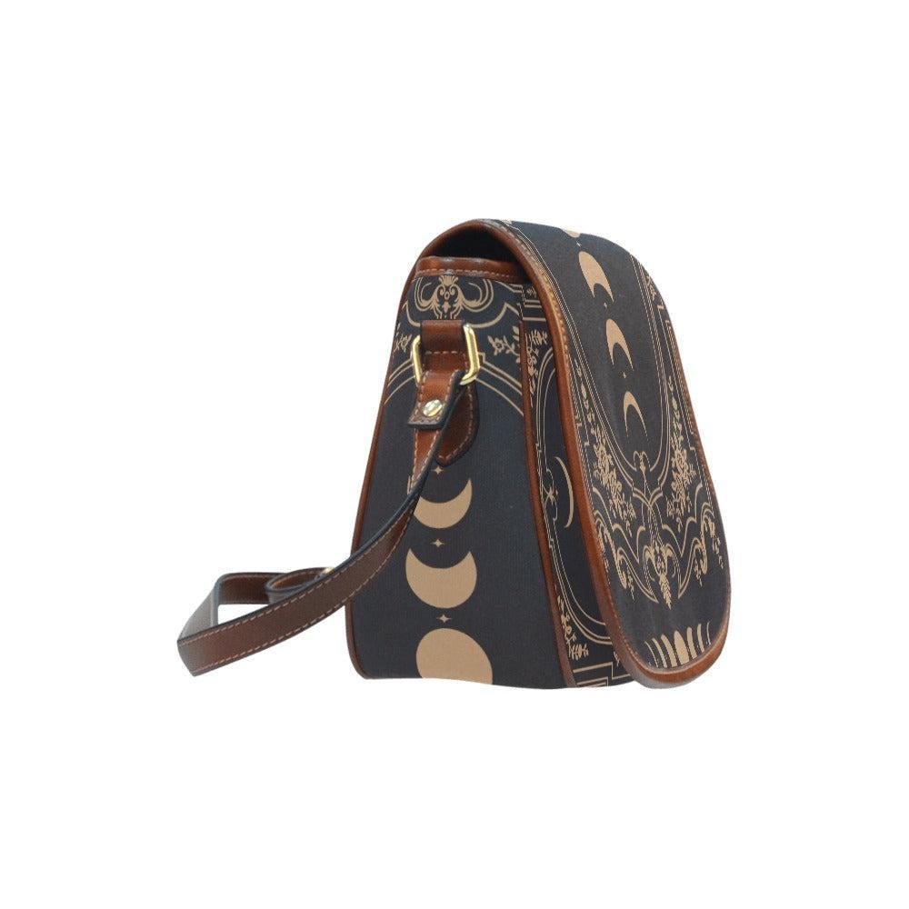 Hippies Goth Moon phases Grey Canvas saddle bag - sense forest