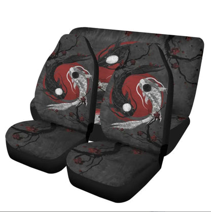 Japanese Anime Red sun Yin Yang Koi fish Car Seat Covers Set - sense forest