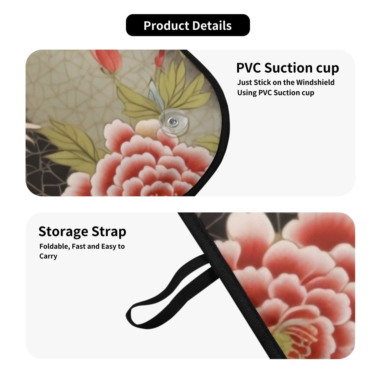 Japanese Crane Peony Car Windshield Sun Shade | Sense Forest - sense forest