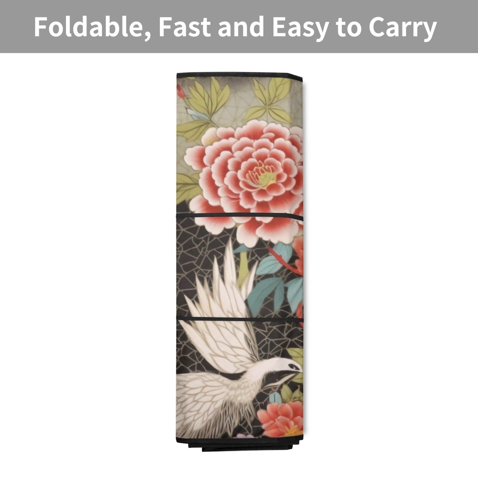 Japanese Crane Peony Car Windshield Sun Shade | Sense Forest - sense forest