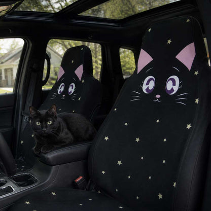 Kawaii Black Cats Seat Cover Set - sense forest