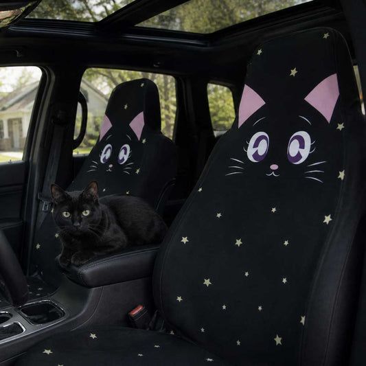 Kawaii Black Cats Seat Cover Set - sense forest