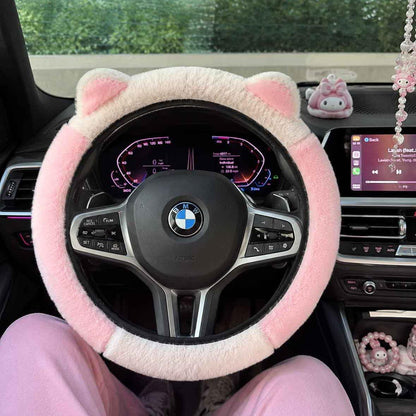 Kawaii Cat ears Car Steering Wheel Cover universal Size - sense forest