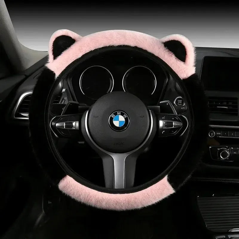 Kawaii Cat ears Car Steering Wheel Cover universal Size - sense forest