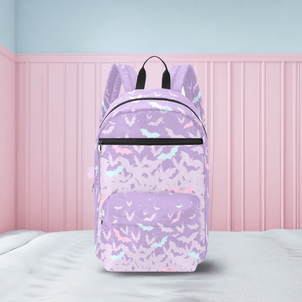 Kawaii Goth Pastel Purple cute Bats backpack Travel Backpack(Large Capacity) - sense forest