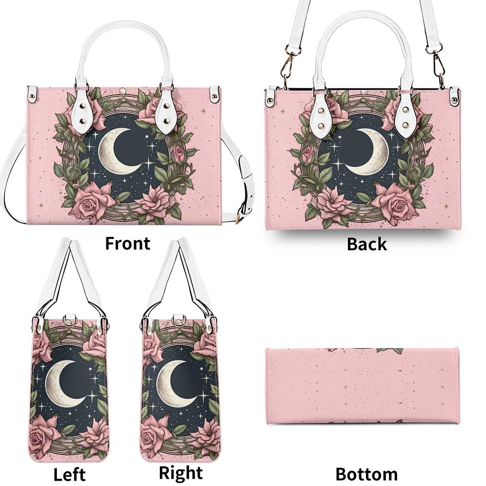 Kawaii goth Pink Rose moon Handbag and Wallet Set | Sense Forest - sense forest