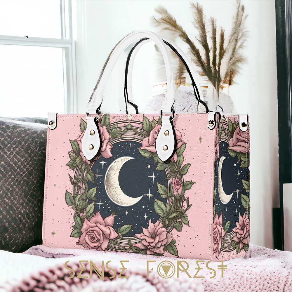 Kawaii goth Pink Rose moon Handbag and Wallet Set | Sense Forest - sense forest