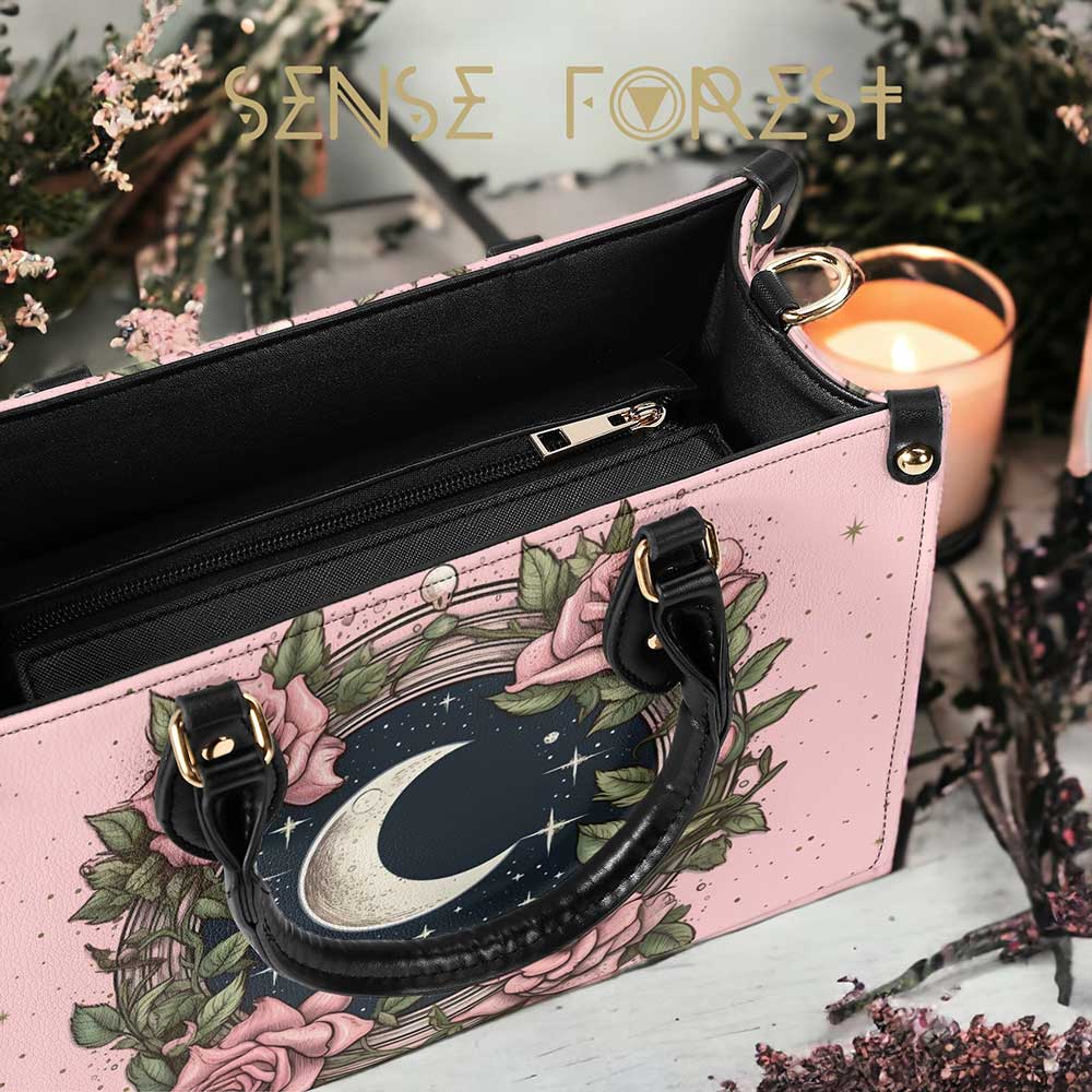 Kawaii goth Pink Rose moon Handbag and Wallet Set | Sense Forest - sense forest