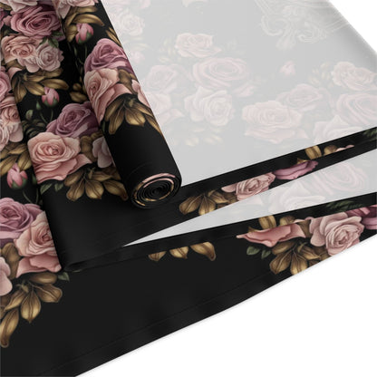 Kawaii goth Pink rose moon witchy table runner, Whimsical dark boho dining room home decor, New home housewarming gift - sense forest