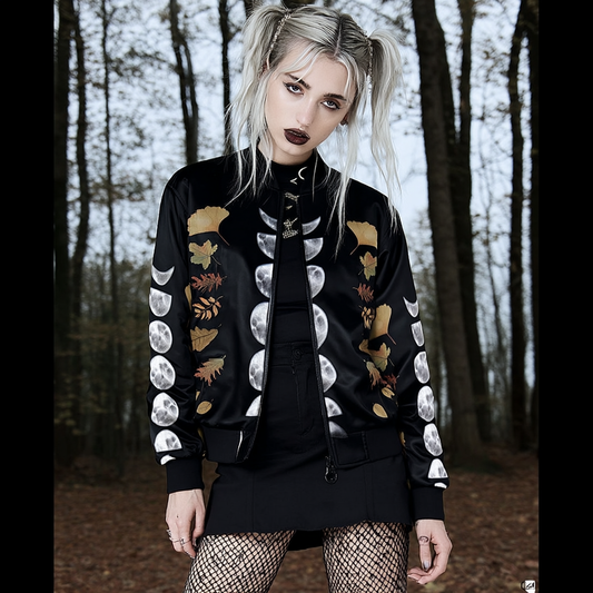 Moon Phase Fall magic Women Bomber Jacket