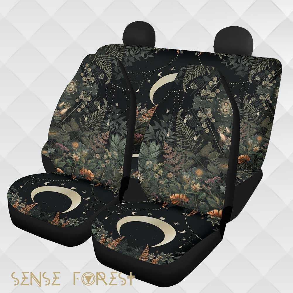 Lush Green Forest Moon Phase Car Seat Covers Nature Lover - sense forest