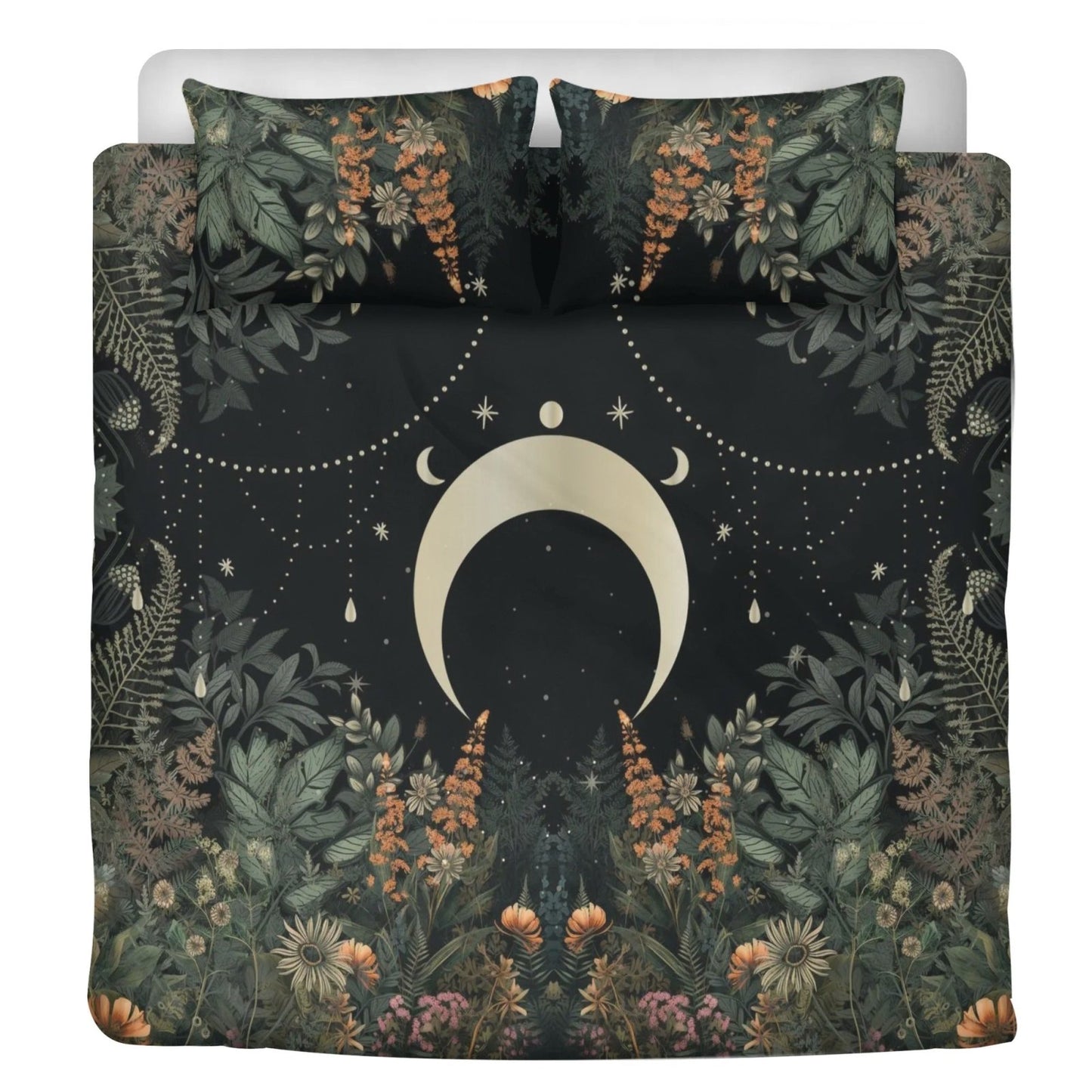 Lush Green Forest Whimsical moon 3 Pcs Beddings - sense forest