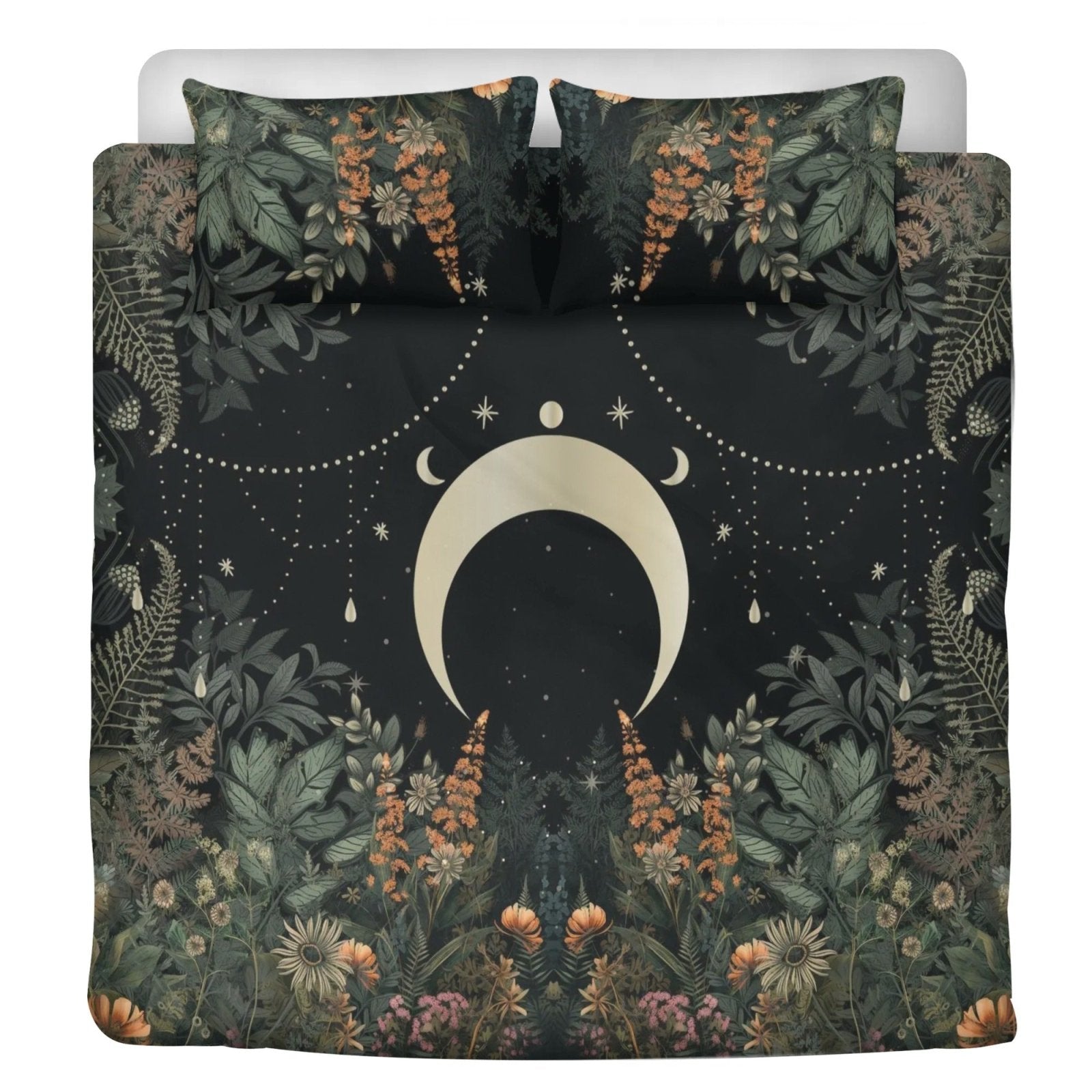 Lush Green Forest Whimsical moon 3 Pcs Beddings - sense forest