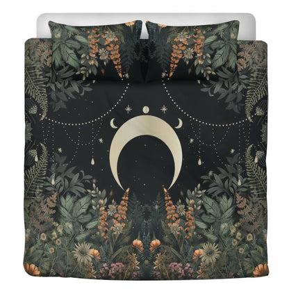Lush Green Forest Whimsical moon 3 Pcs Beddings - sense forest