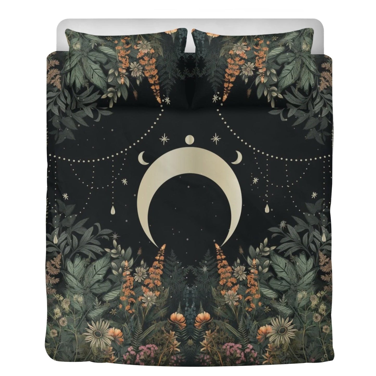 Lush Green Forest Whimsical moon 3 Pcs Beddings - sense forest
