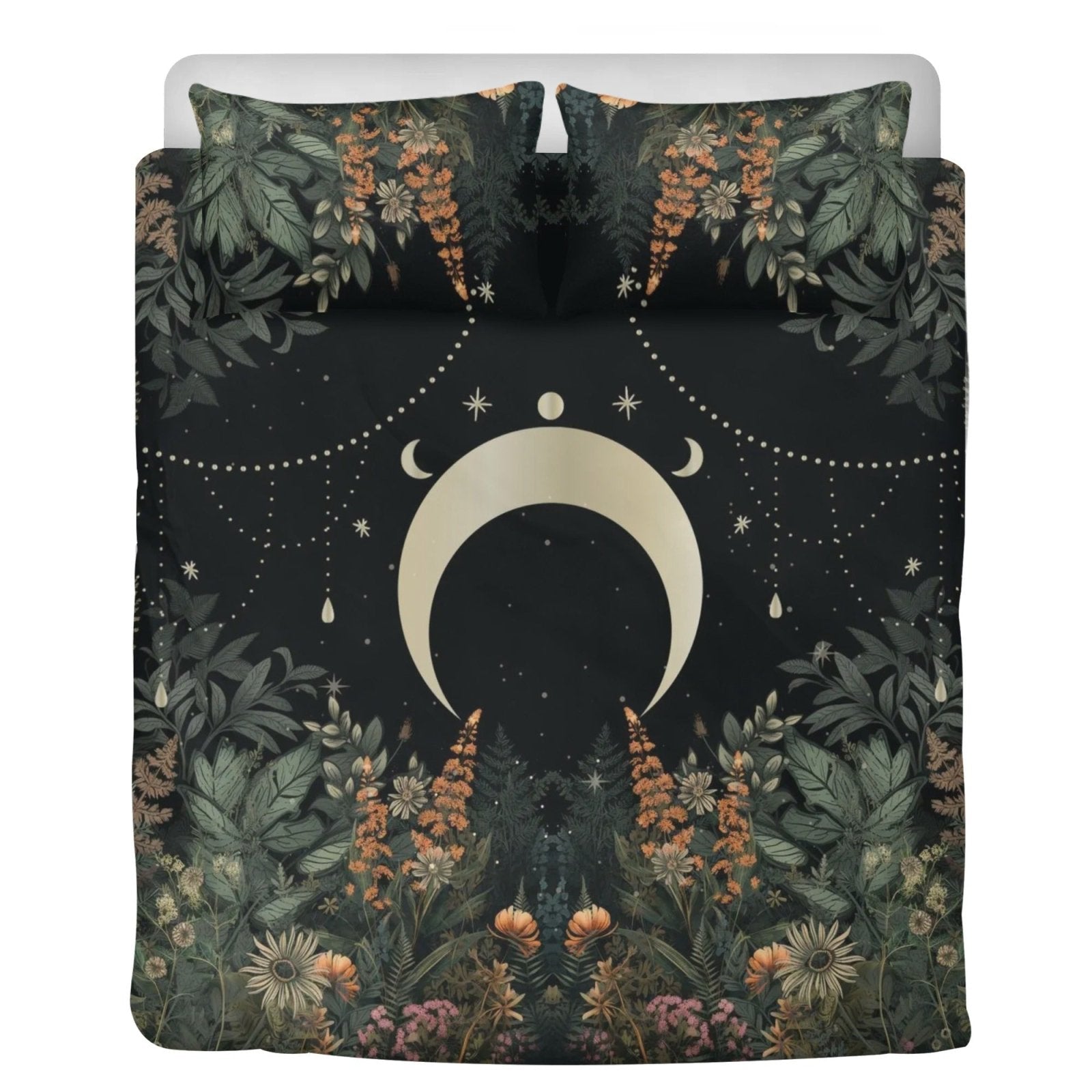 Lush Green Forest Whimsical moon 3 Pcs Beddings - sense forest