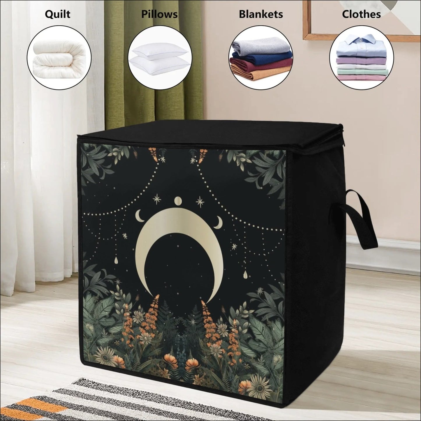 Lush Green Moon Forest Bedding Storage Box Bag - sense forest