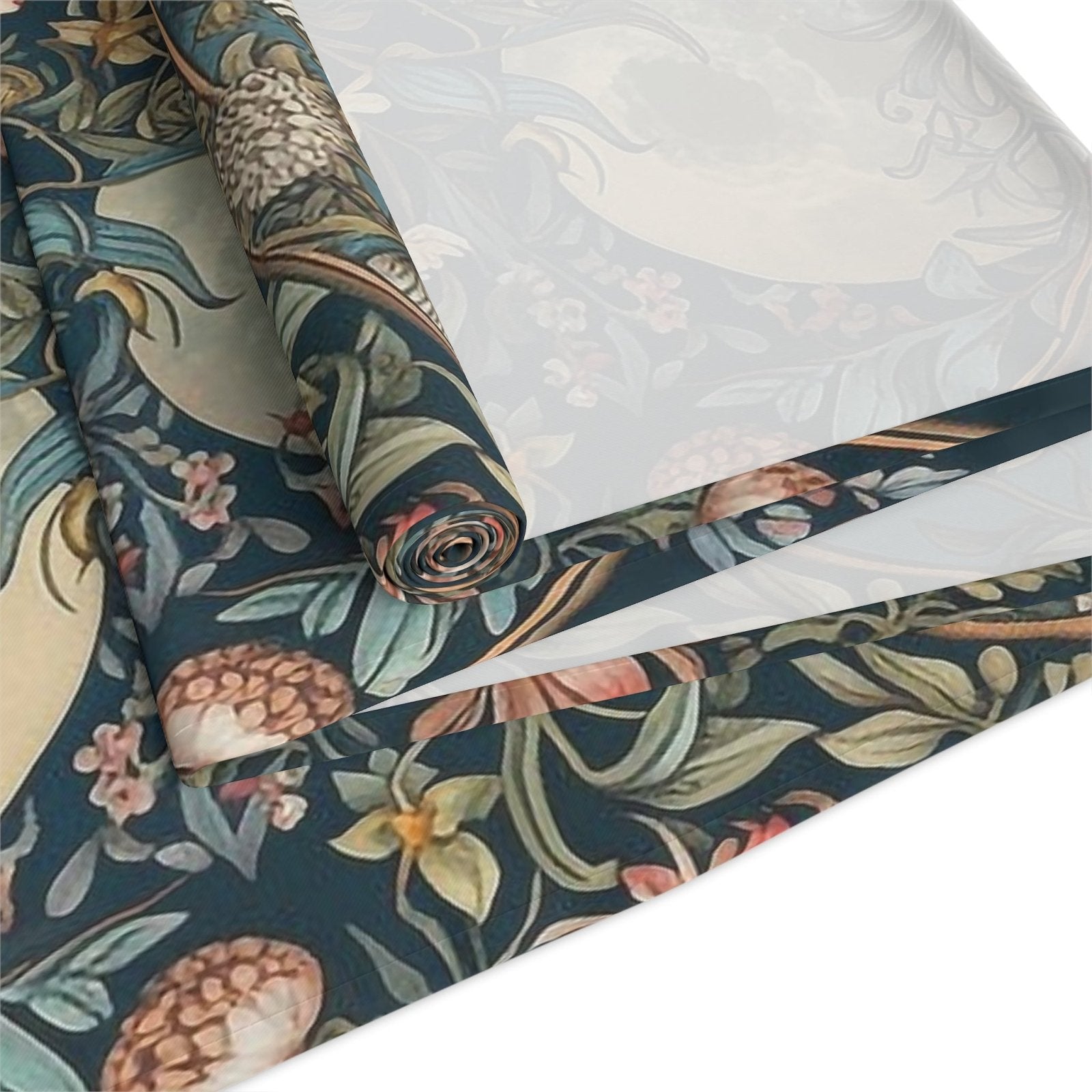 Maximalist Teal green wildflower Daisy moon dinner table runner - sense forest
