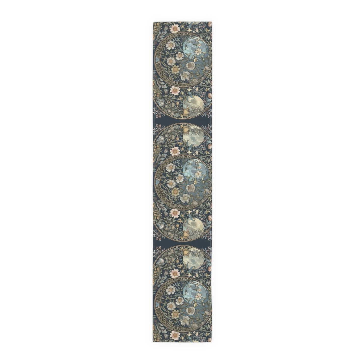 Maximalist Teal green wildflower Daisy moon dinner table runner - sense forest