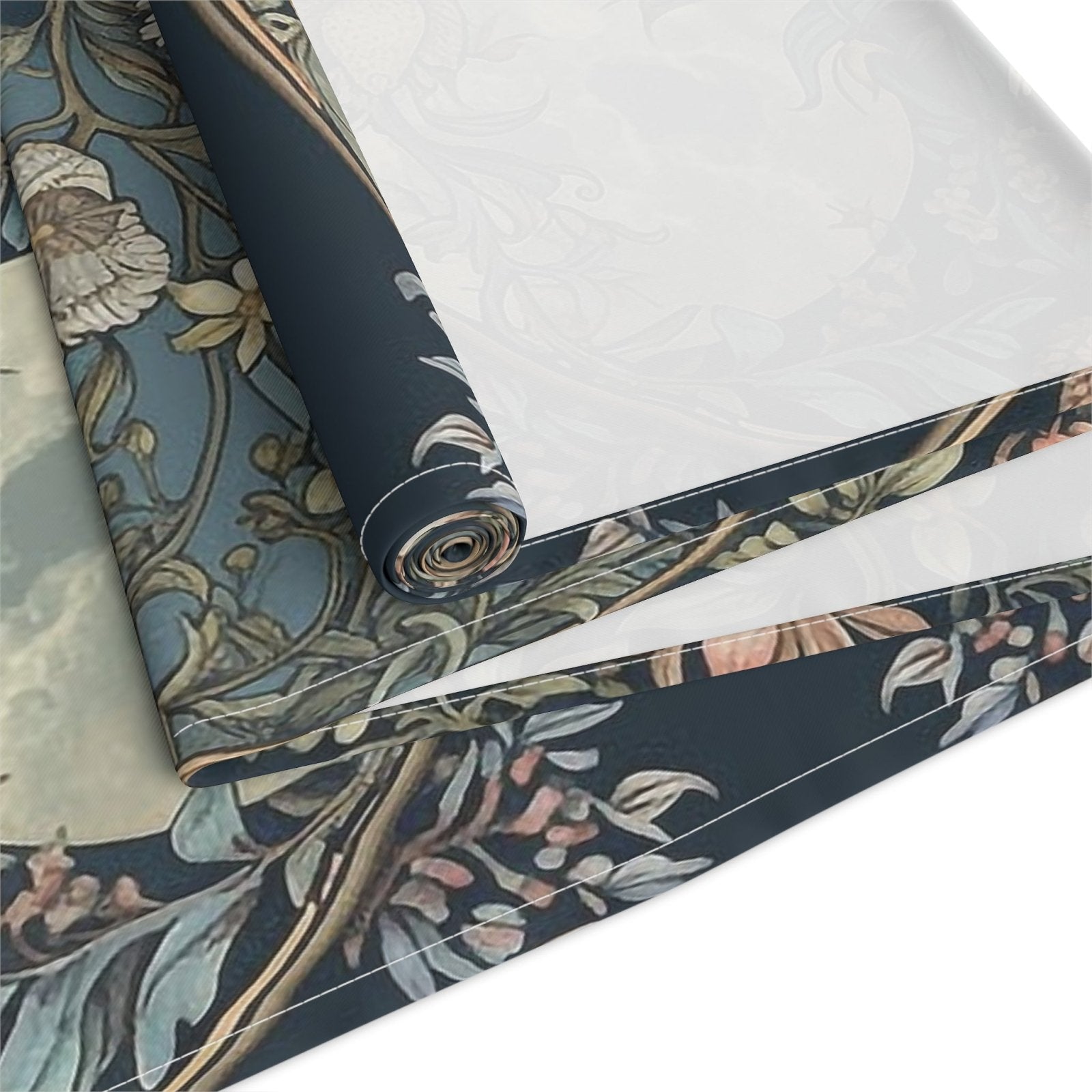 Maximalist Teal green wildflower Daisy moon dinner table runner - sense forest