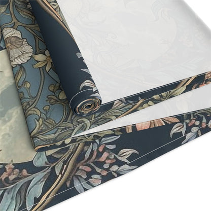 Maximalist Teal green wildflower Daisy moon dinner table runner - sense forest