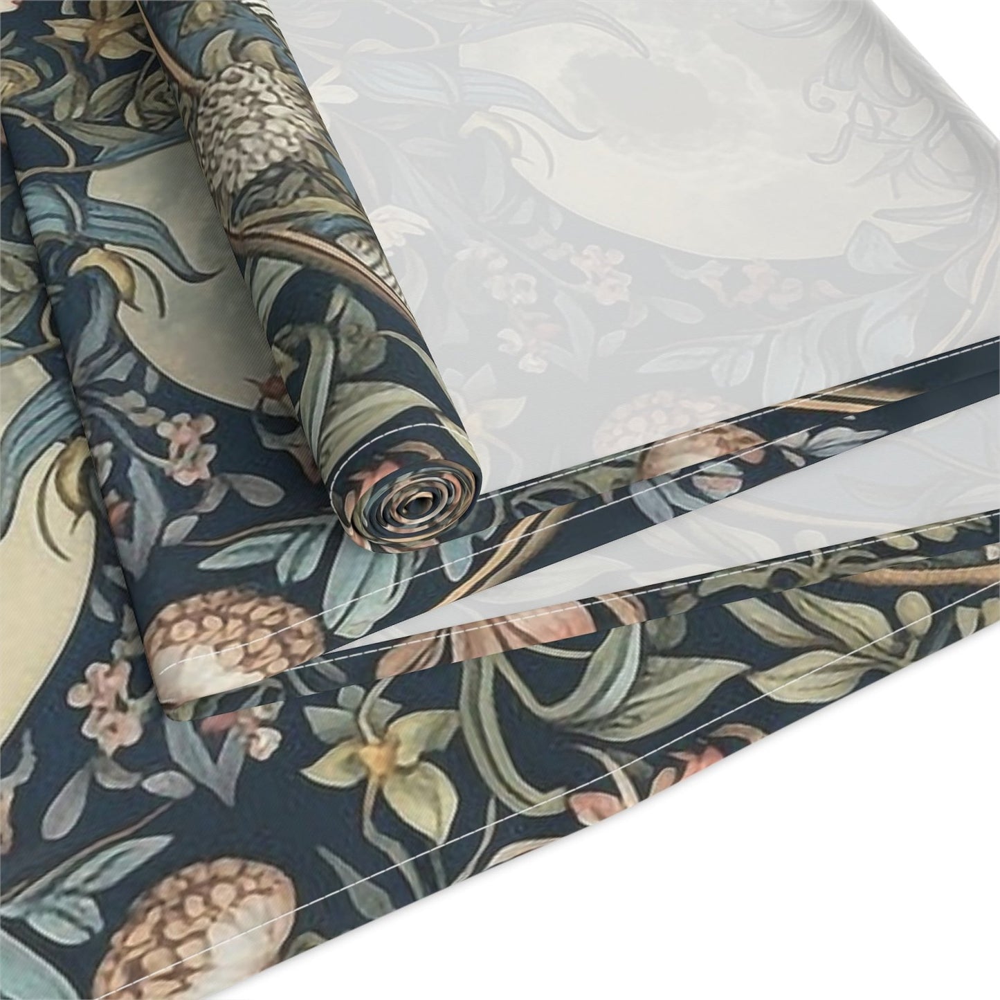 Maximalist Teal green wildflower Daisy moon dinner table runner - sense forest
