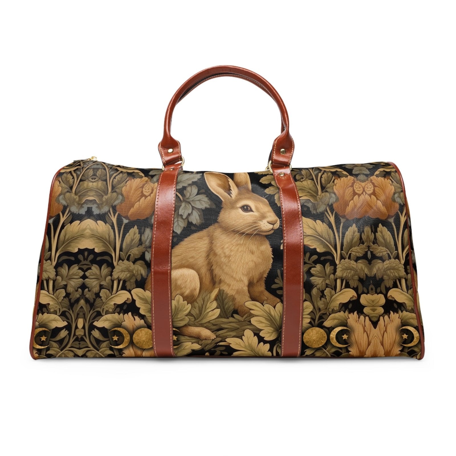 Maximalist Witchy Retro Floral rabbit Waterproof Travel Bag | Sense Forest - sense forest