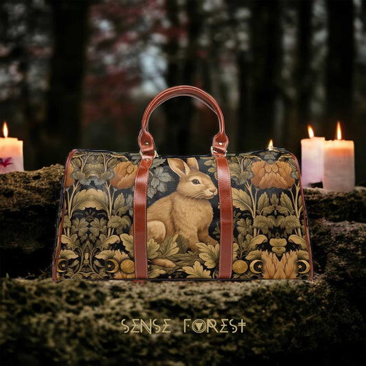 Maximalist Witchy Retro Floral rabbit Waterproof Travel Bag | Sense Forest - sense forest