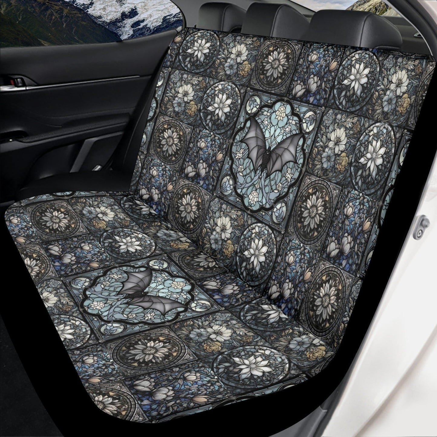Medieval Goth Stained glass Bat Car Seat Cover Set - sense forest