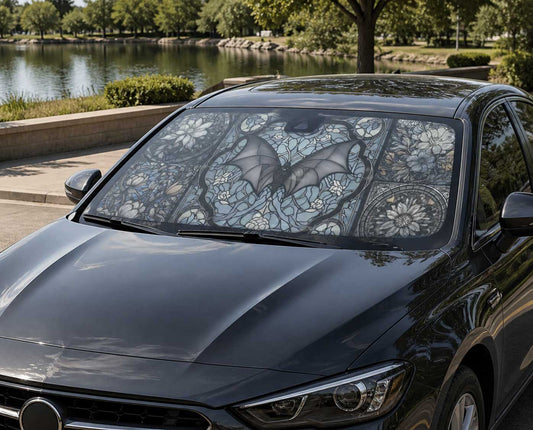 Medieval Goth Stained Glass Bat Car windshield Sun Shade | Sense Forest - sense forest