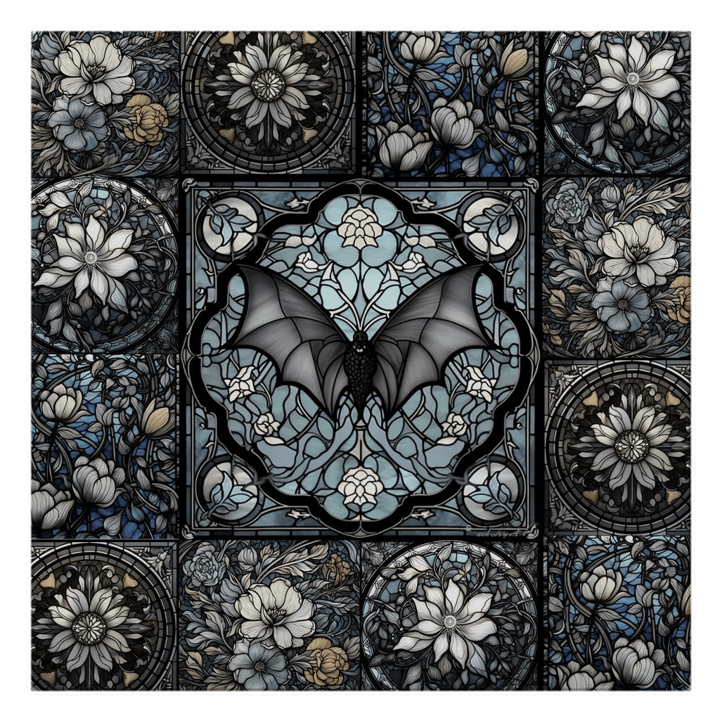 Medieval Goth Stained Glass Bat Tarot Altar Cloth | Sense Forest - sense forest