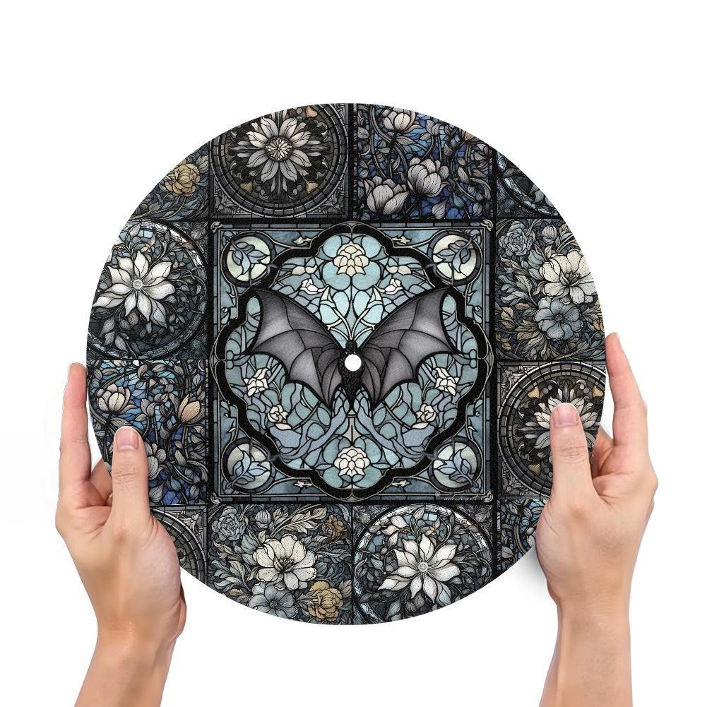 Medieval Goth Stained Glass Bat Turntable mat Slipmat | Sense Forest - sense forest