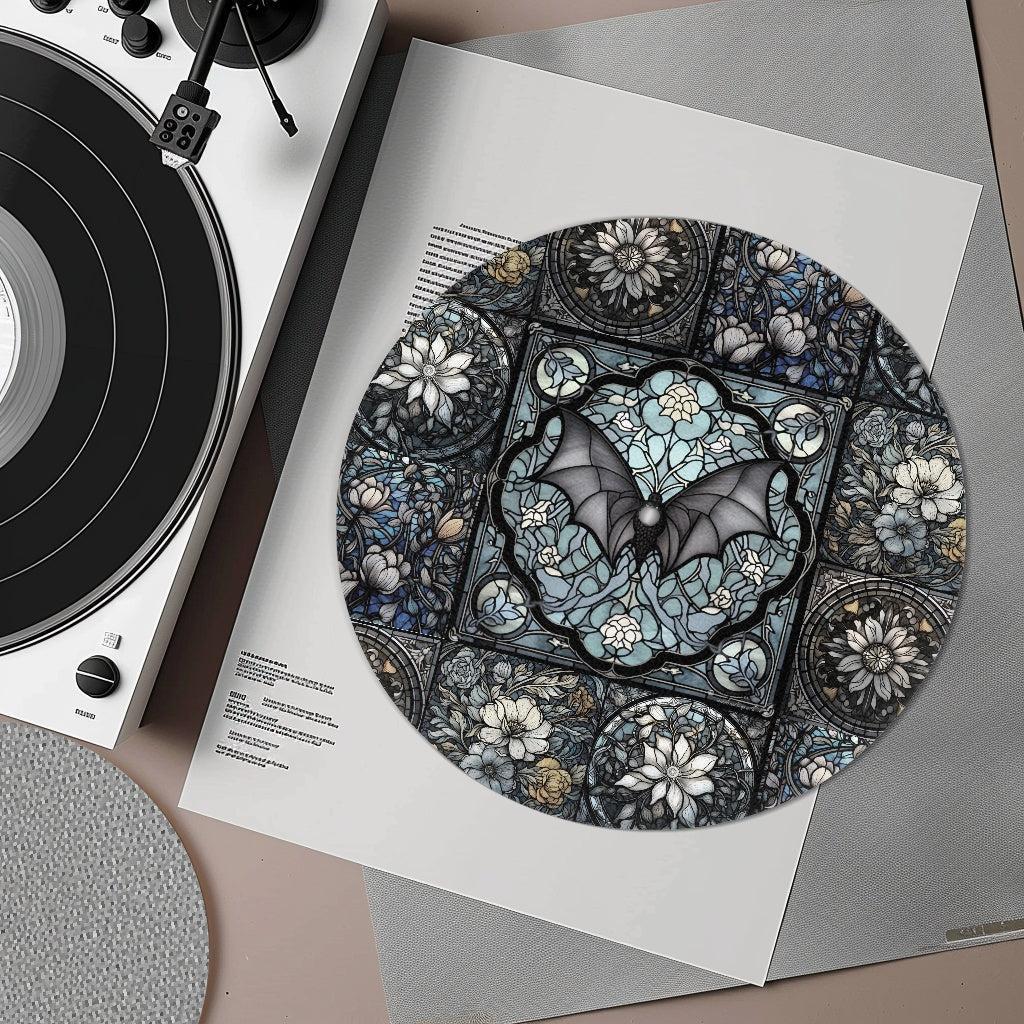Medieval Goth Stained Glass Bat Turntable mat Slipmat | Sense Forest - sense forest