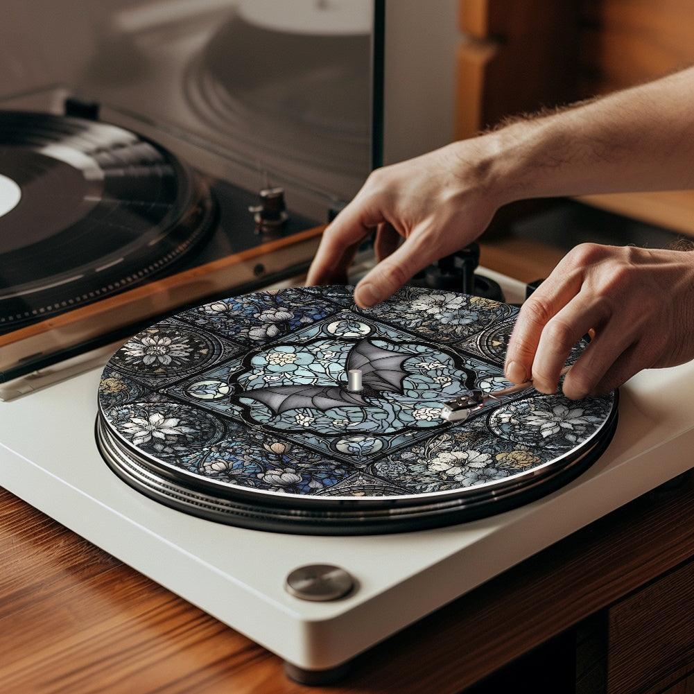 Medieval Goth Stained Glass Bat Turntable mat Slipmat | Sense Forest - sense forest