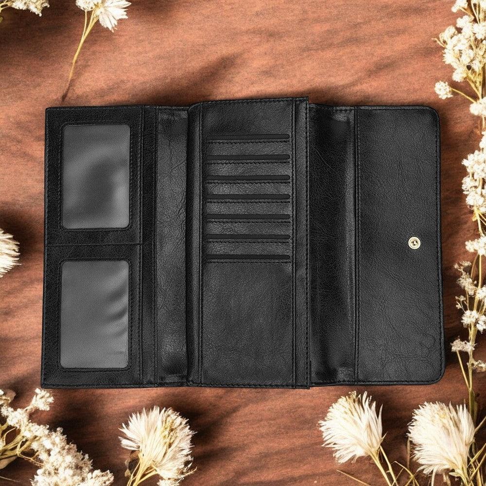 Medieval Goth Stained Glass Crow Trifold Wallet | Sense Forest - sense forest