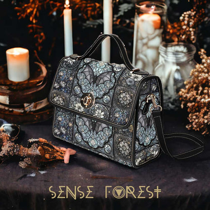 Medieval Stained Glass Bat Satchel Bag and Wallet Set | Sense Forest - sense forest