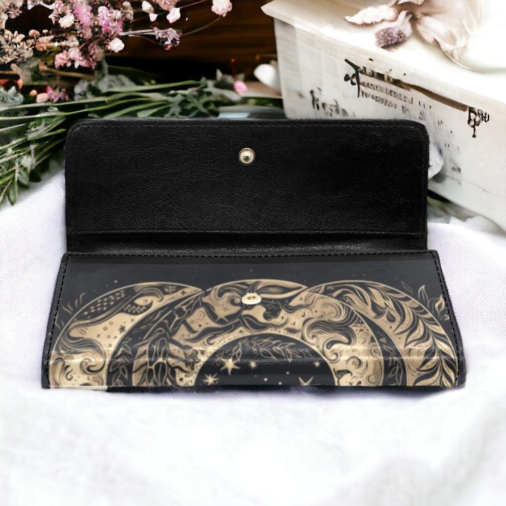 Moon phase Botanical Trifold Wallet - sense forest