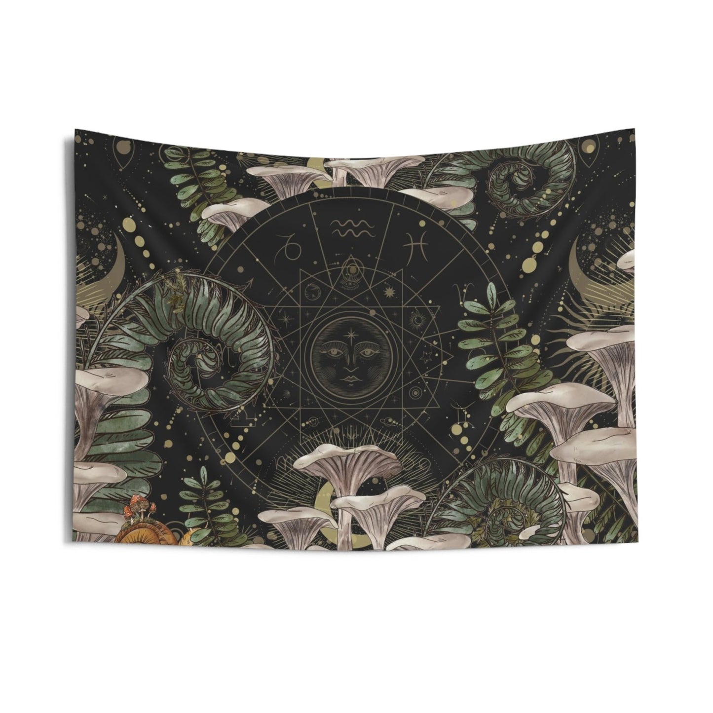 Mushroom Astrology Zodiac sign Witchy Wall Tapestries - sense forest