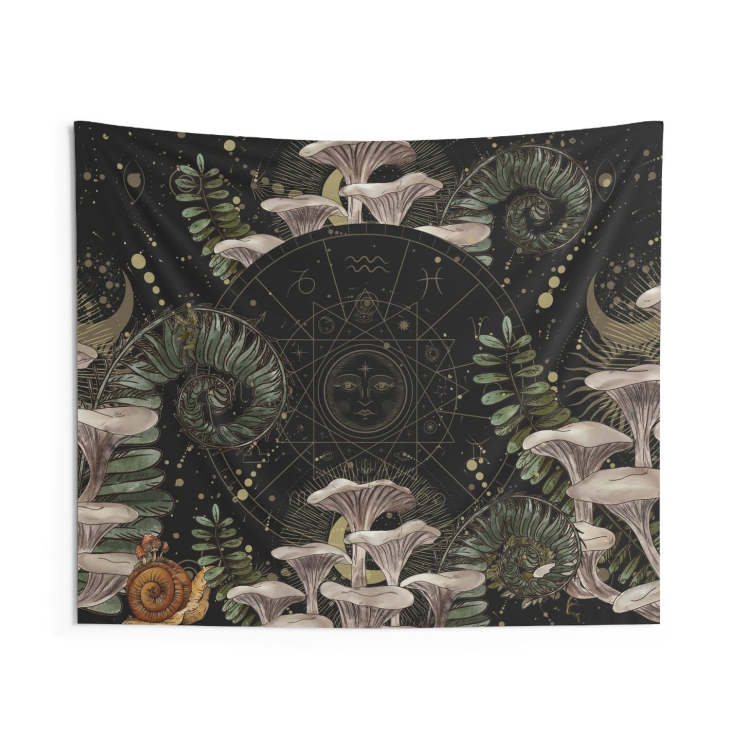 Mushroom Astrology Zodiac sign Witchy Wall Tapestries - sense forest