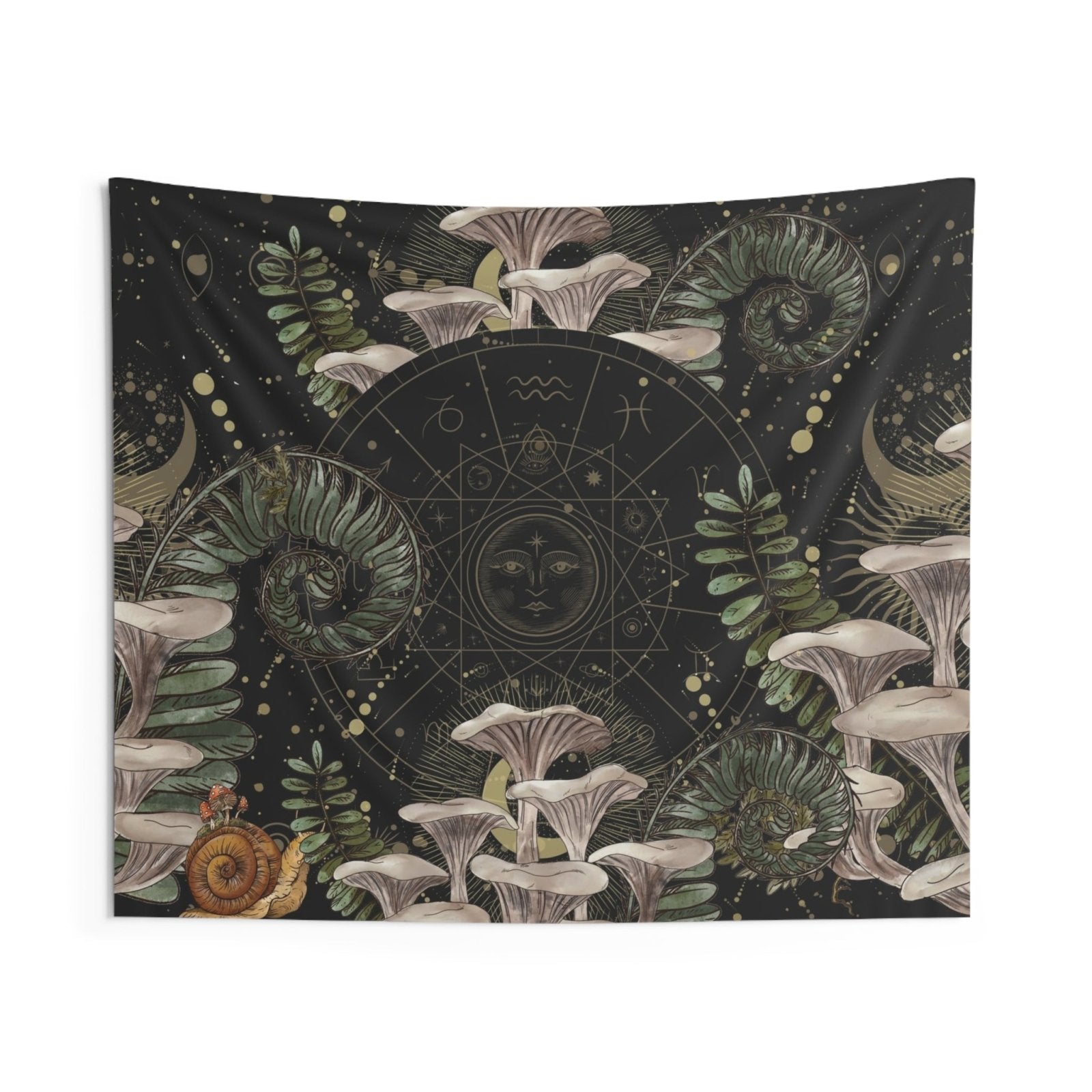 Mushroom Astrology Zodiac sign Witchy Wall Tapestries - sense forest