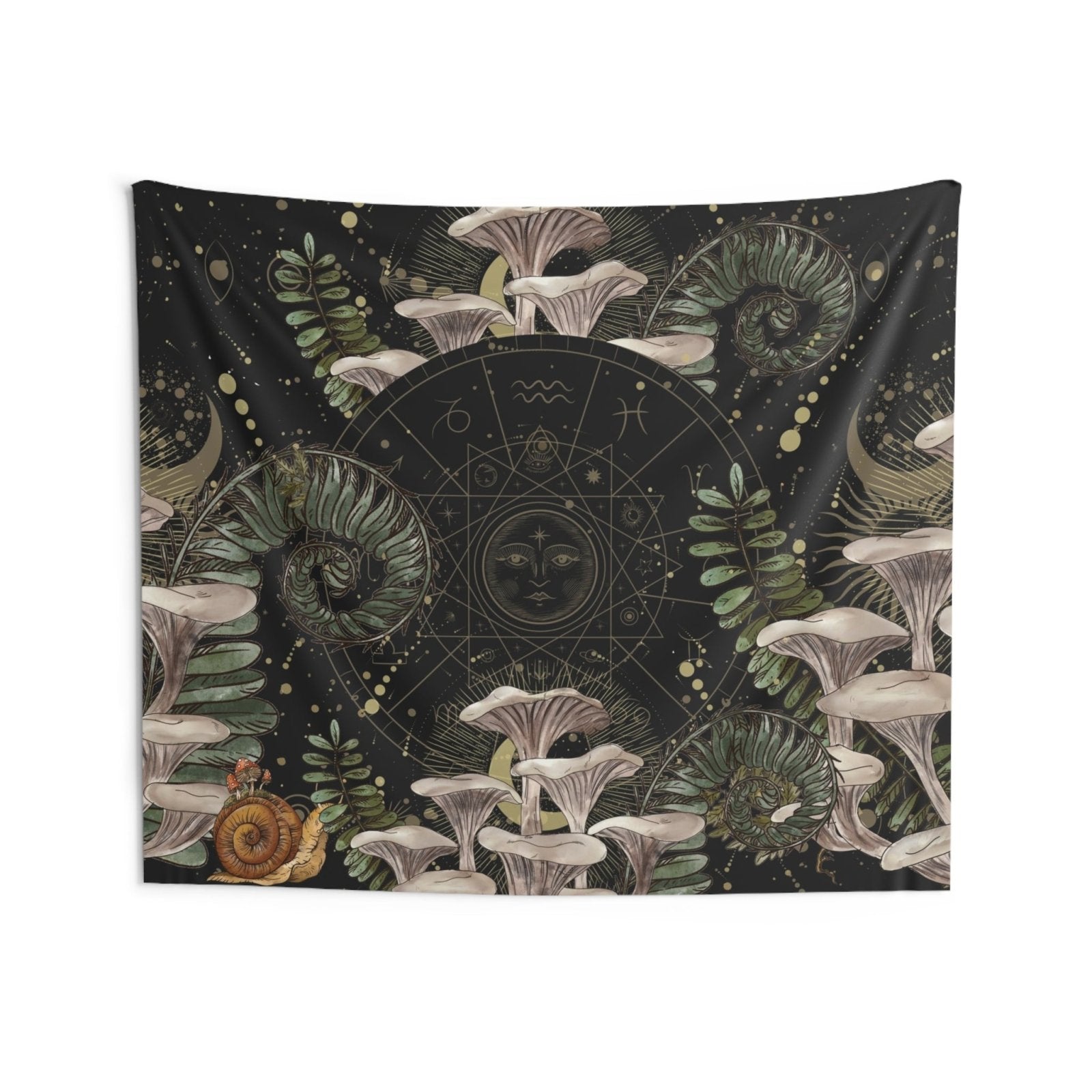 Mushroom Astrology Zodiac sign Witchy Wall Tapestries - sense forest